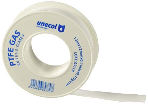 Unecol 8477 - Cinta teflon calidad gas rollo 12mx12mm