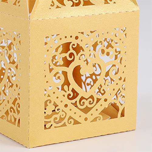 UNHO 25 Piezas Caja Papel para Boda Caja de Regalo para Caramelos Bombones Dulces Galletas Recuerdos Ideal para Boda Cumpleaños Fiesta Comunión Bautizo Color Amarillo