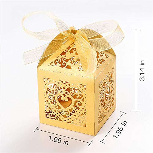 UNHO 25 Piezas Caja Papel para Boda Caja de Regalo para Caramelos Bombones Dulces Galletas Recuerdos Ideal para Boda Cumpleaños Fiesta Comunión Bautizo Color Amarillo