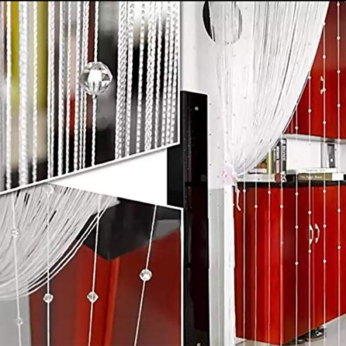 UNIAI Cortina De Puerta con Borla Llana De Cristal 90x200cm Cadena De Puerta Hilo De Cortina Fringe Frontal Ventana Panel Divisor De Sala Eventos De Borla Linda Tira Fiesta