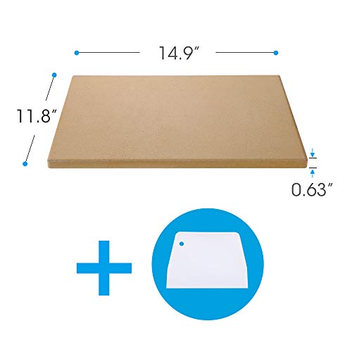 Unicook 15 pulgadas rectangular horno para pizza gratinar piedra, piedra, cerámica, perfecto para horno, barbacoa y parrilla, 15 "x12"