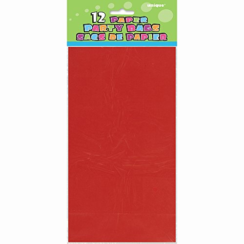Unique Party 12 bolsas de regalo de papel, color rojo, (59003)