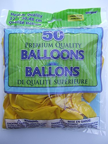 Unique Party-56844 Globos de Látex de 30 cm, color amarillo (lemon yellow), pack de 50 (56844)