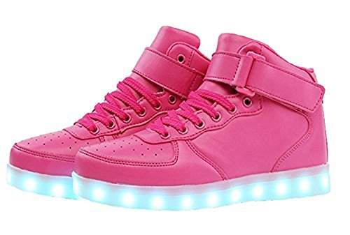 Unisex Niños USB Carga LED Luz Luminosas Flash Zapatos Zapatillas de Deporte para Los Reyes Magos (Púrpura 45 EU)