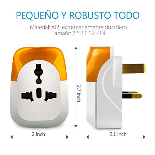 UPPEL Adaptador de Viaje para UK, Luz Nocturna Infanti Enchufe con Luz Sensor, 13A/5W/3 Colores Adaptador Enchfue para Niños, Habitación Bebé, Dormitorio, Sala, Garaje, Baño, Pasillos, Cocina (Blanco