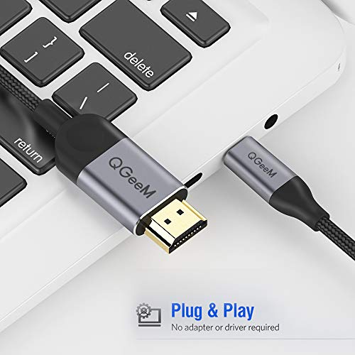USB C a HDMI Cable 1,8 m, QGeeM USB Tipo C a HDMI Cable (Compatible con Thunderbolt 3) 4K 30hz Cable HDMI para Galaxy S8,2017 Macbook Pro/iMac, 2016 Macbook Pro, 2015 MacBook, Chromebook Pixel