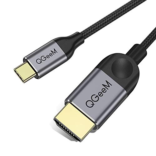 USB C a HDMI Cable 1,8 m, QGeeM USB Tipo C a HDMI Cable (Compatible con Thunderbolt 3) 4K 30hz Cable HDMI para Galaxy S8,2017 Macbook Pro/iMac, 2016 Macbook Pro, 2015 MacBook, Chromebook Pixel