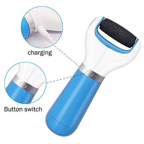 USB Recargable Electrica Pedicura Pies Cuidado Quita Callos la Piel Muerta, Eliminar las Durezas y las Callosidades, Masajeador de Pies y Impermeable Rodillo Cabezal