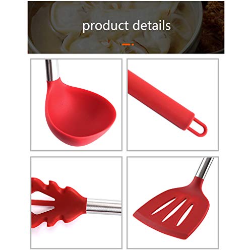 Utensilios de cocina de silicona, 13 piezas de utensilios de cocina, juego de espátulas de silicona antiadherentes resistentes al calor, utensilios de cocina con mango de acero inoxidable (Negro)