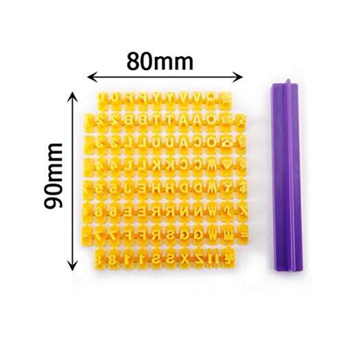 Útil 94 piezas cortadores de galletas, números del alfabeto inglés, letreros de fondant, juego de cortadores de fondant, herramientas para hornear (93 moldes y 1 asa)