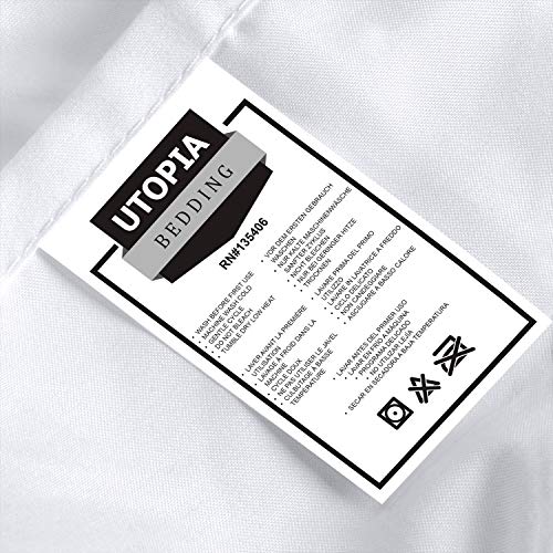 Utopia Bedding Sábana Bajera Ajustable - Bolsillo Profundo - Microfibra Cepillada - (Blanco, 135 x 190 cm)