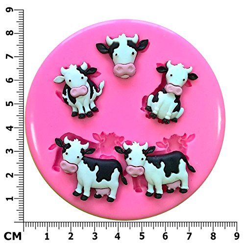 Vacas lindas de la leche Animales del corral Molde de silicona para la torta de Decoración Pastel de Cupcake Toppers Glaseado Sugarcraft Tool por Fairie Blessings