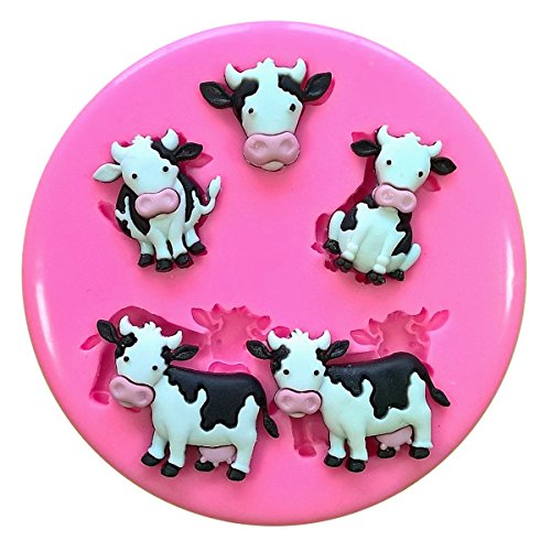 Vacas lindas de la leche Animales del corral Molde de silicona para la torta de Decoración Pastel de Cupcake Toppers Glaseado Sugarcraft Tool por Fairie Blessings