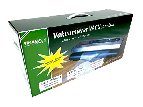 Vacu Standard - Envasadora al vacío para alimentos VacuNo.1 – Vacu Standard – Sous Vide – Dispositivo de soldadura con láminas y manguera