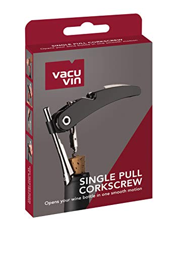 Vacu Vin Single Pull Sacacorchos, Acero Inoxidable, Negro, 13x2x3.5 cm