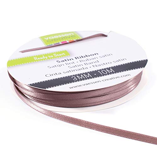 Vaessen Creative Cinta Satinada, 3mm x 10m, Brillo Elegante para Crear Tarjetas, Scrapbooks, Envoltorios de Regalos y Otros Proyectos de Manualidades, Marron Oscuro