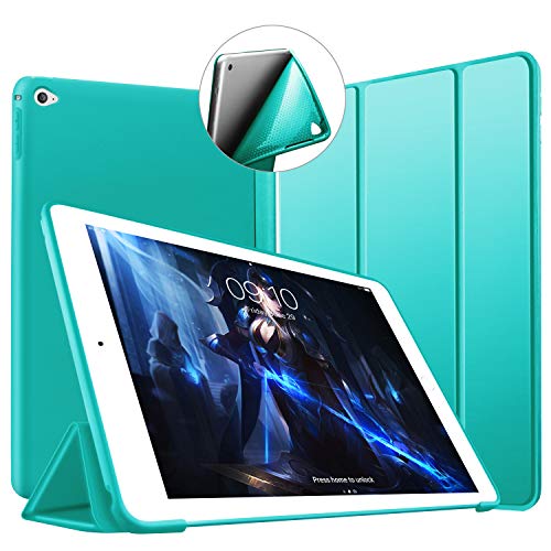 VAGHVEO Funda iPad Air 2, Ligera Silicona Soporte Smart Cover [Auto-Sueño/Estela], Cubierta Trasera de TPU Suave Cáscara para Apple 9.7 Pulgadas iPad Air 2 (Modelo: A1566, A1567), Menta Verde