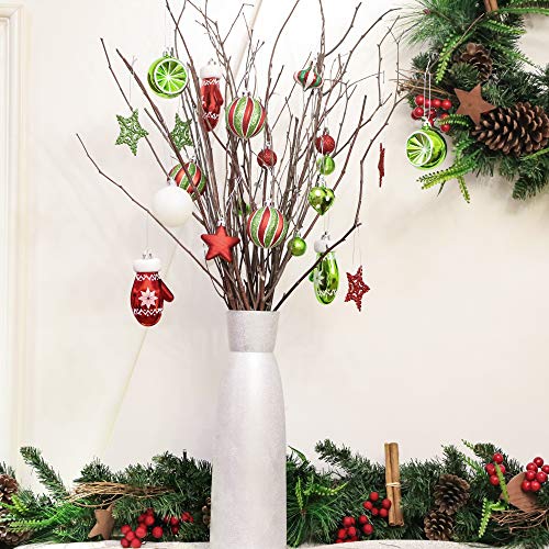 Valery Madelyn 70 Piezas Bolas de Navidad de 3-6 cm, Adornos Navideños para Arbol, Decoración de Bolas de Navidad Plástico de Rojo Blanco y Verde, Regalos de Colgantes de Navidad (Coleccion Clasica)