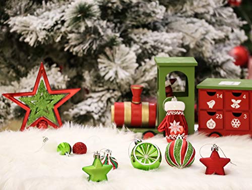 Valery Madelyn 70 Piezas Bolas de Navidad de 3-6 cm, Adornos Navideños para Arbol, Decoración de Bolas de Navidad Plástico de Rojo Blanco y Verde, Regalos de Colgantes de Navidad (Coleccion Clasica)