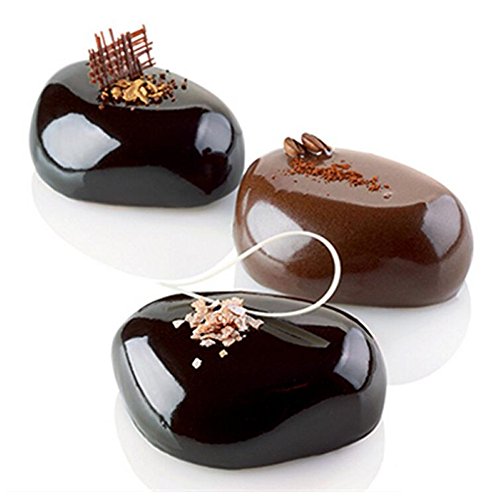 valink 6 Cavidad elíptica Pebble Piedra tarta de silicona molde bombones Jelly Mousse de postre alfombrilla de molde – molde de horno para pasteles fondant jabón Sweet, molde cocina molde herramienta