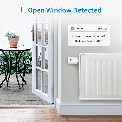 Válvula Termostática Wi-Fi Inteligente Meross, Termostato de Calefacción, con Pantalla LCD, Compatible con Alexa, Google Assistant e IFTTT, con hub, MTS100H. (M30*1,5MM).