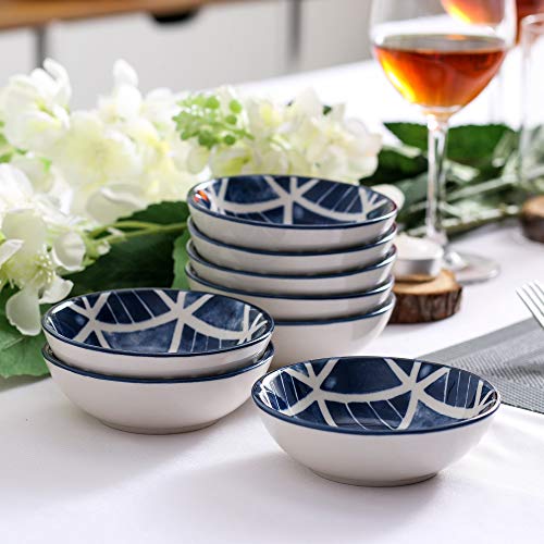 vancasso Sasaki Platos para Aperitivos 8 Piezas Mini Cuencos Juego de Aperitivo Salsa Vajillas de Porcelana Pintadas a Mano Estilo Japonés