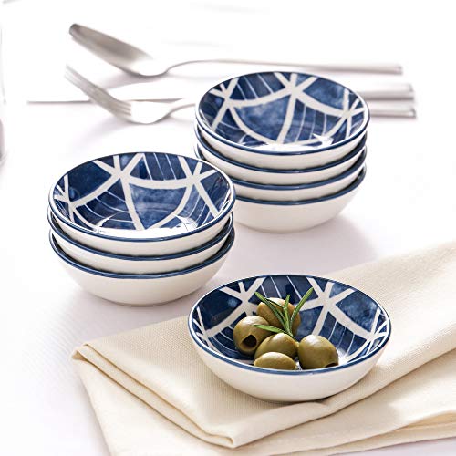 vancasso Sasaki Platos para Aperitivos 8 Piezas Mini Cuencos Juego de Aperitivo Salsa Vajillas de Porcelana Pintadas a Mano Estilo Japonés