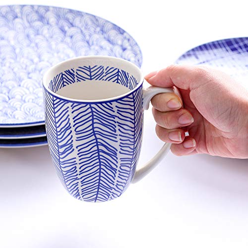 vancasso takaki Porcelana Set Vajilla de Cocina, Juego de Vajilla Porcelana 40 Piezas para 8 Personas, Contiene Tazas de Café, Platos de Postre, Cuencos, Platos Hondos y Llano