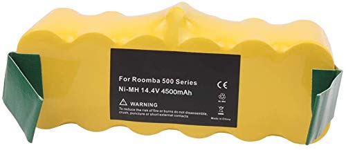 VANON - Batería de repuesto para iRobot Roomba 500, 600, 700, 800, R3, irobot 700, 605, 621, 880, 785, 500, 510, 520, 581 y 450 (4500 mAh, Ni-MH, 14,4 V)