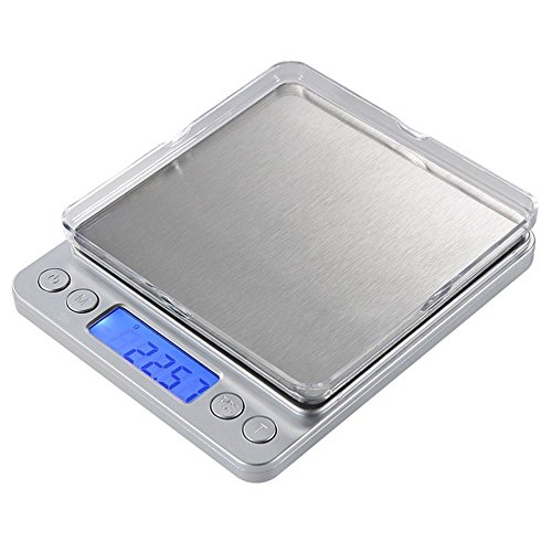 Vantskitt 3000g 0.1g Báscula electrónica de alta precisión, Báscula Digital para Cocina de Acero Inoxidable, Balanza de Alimentos Multifuncional