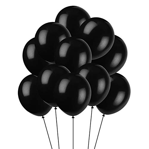 Various VAIOUS 100 Globos de Látex Elástico,25 cm,10 Pulgadas,Color Liso-Negro