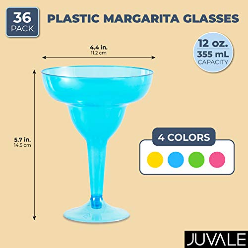 Vasos de plástico Margarita, 36 unidades, 355 ml, 4 colores neón surtidos