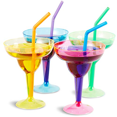 Vasos de plástico Margarita, 36 unidades, 355 ml, 4 colores neón surtidos