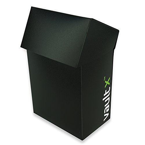 Vault X® Caja Estándar de Cartas con 100 Fundas Negras - Tamaño Estándar para 70-80 Cartas en Fundas - Porta Tarjetas Libre de PVC para TCG (Negra)