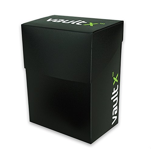 Vault X® Caja Estándar de Cartas con 100 Fundas Negras - Tamaño Estándar para 70-80 Cartas en Fundas - Porta Tarjetas Libre de PVC para TCG (Negra)