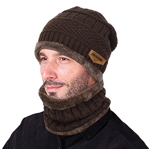 VBIGER Gorras Con Bufanda y Gorros de punto Sombreros de Invierno Hombre