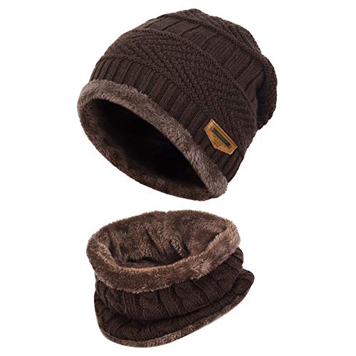 VBIGER Gorras Con Bufanda y Gorros de punto Sombreros de Invierno Hombre