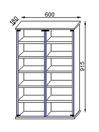 VCM Roma - Torre para CD/DVD, para 300 CDs, color Cerezo, dimensiones 92x60x18 cm