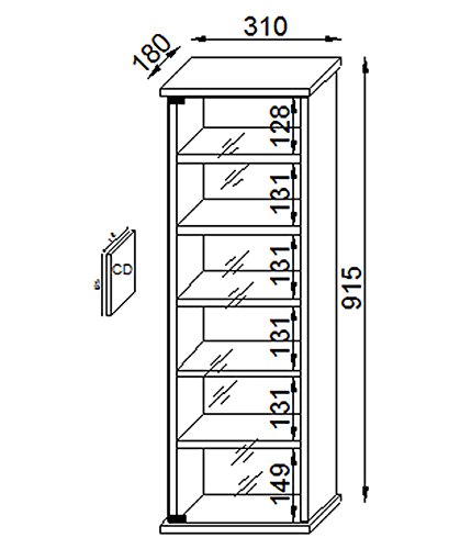 VCM Vetro-Torre para CD/DVD, para 150 CDs, Color Cerezo