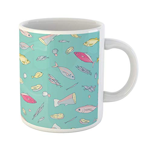 Vector transparente de taza de café con animales bajo el agua ColoFish en tazas de café de cerámica de 11 oz Taza de té