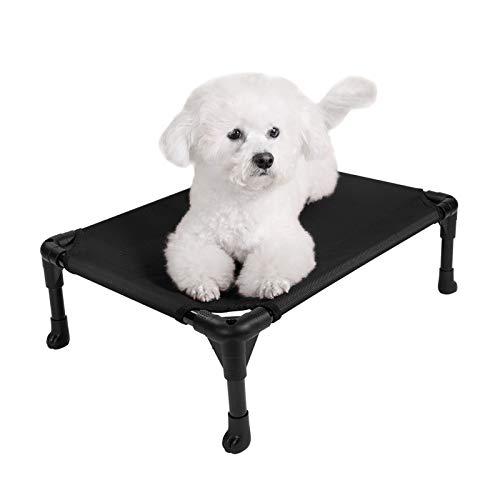 Veehoo Cama Perro Refrescante - Cama Elevada para Mascotas Anticalor y Antidesgarra en Verano, S, Negro