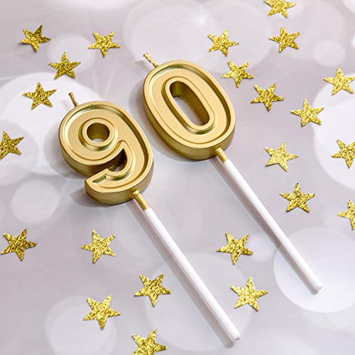 Velas de Cumpleaños de Años 90 Velas de Pastel Numeral Decoración de Topper de Velas de Feliz Cumpleaños para Suministros de Celebración de Aniversario Boda Cumpleaños