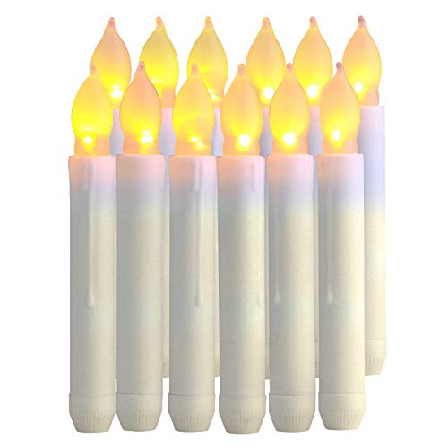 Velas LED Sin Fuego,12pcs Velas Electrónicas Funciona con Pilas Velas Sin Llama LED Taper Velas de Luz para San Valentín,Cumpleaños,Fiestas,Navidad,Festivales,Decoración (Luz Blanca Cálida)