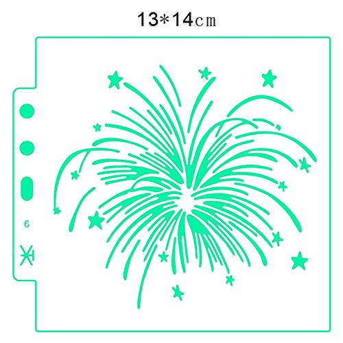 Venta al por mayor Fireworks shield DIY cake scrapbook stencils Hollow Adornos impresión de encaje gobernante Día de San Valentín