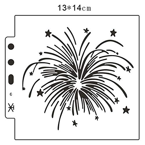 Venta al por mayor Fireworks shield DIY cake scrapbook stencils Hollow Adornos impresión de encaje gobernante Día de San Valentín