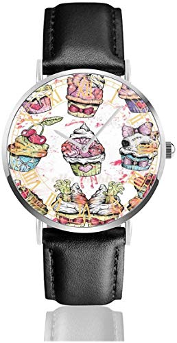 Ver Zombie Cupcake Relojes de Pulsera increíbles Acero Inoxidable de Cuarzo y Cuero de PU para Unisex