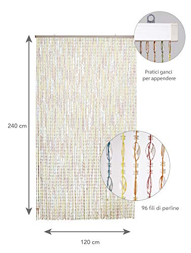 VerdeLOOK - Cortina multiambiente, 120 x 240 cm, 96 hilos, multicolor