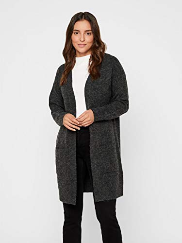 Vero Moda Vmblakely IVA LS Open Cardigan Noos Chaqueta Punto, Gris (Dark Grey Melange Dark Grey Melange), 38 (Talla del Fabricante: Small) para Mujer