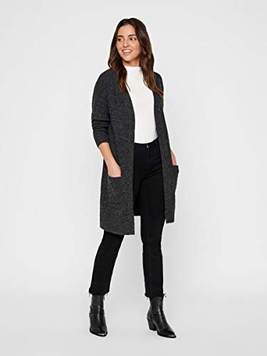 Vero Moda Vmblakely IVA LS Open Cardigan Noos Chaqueta Punto, Gris (Dark Grey Melange Dark Grey Melange), 38 (Talla del Fabricante: Small) para Mujer