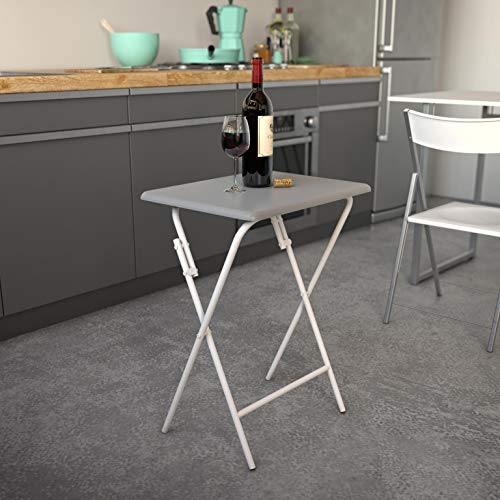 Versa 19840104 Mesa Plegable de Cocina o terraza Lyon, Metal, PVC y Madera, Gris, 66 x 38 x 48 cm